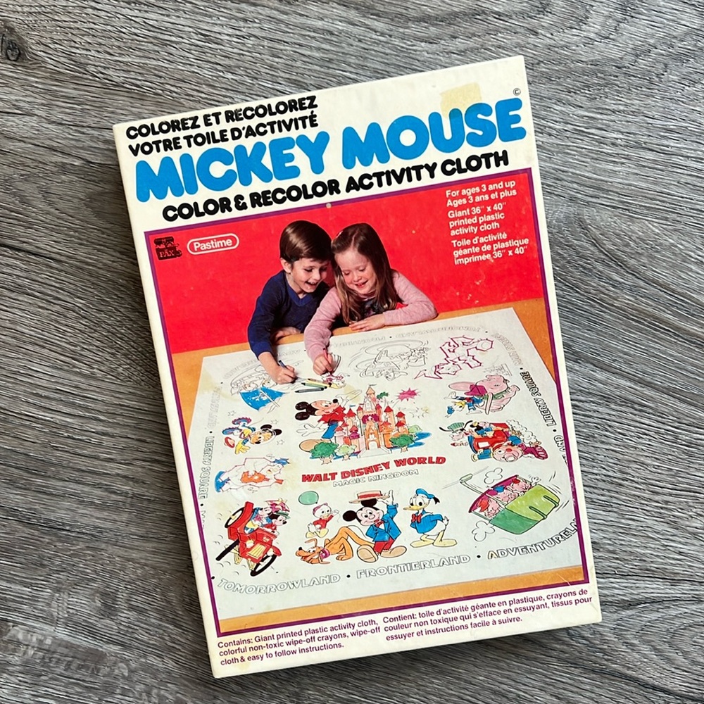 VINTAGE Walt Disney Mickey Mouse Color & Recolor Activity cloth 1983 Pastime Ind